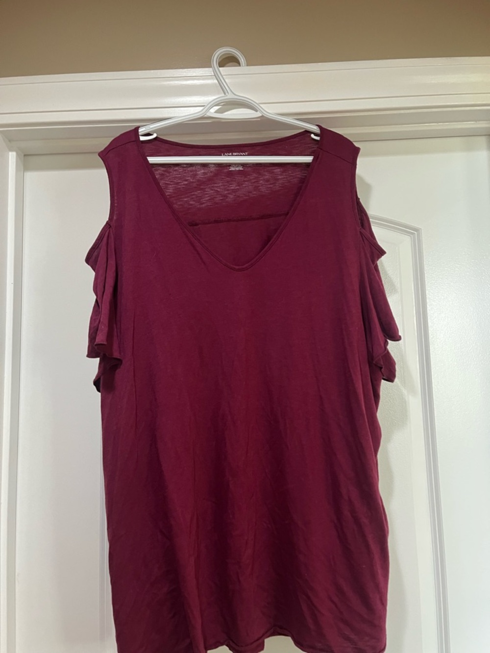 Lane Bryant Cold-Shoulder V-Neck Tank Top - Burgundy